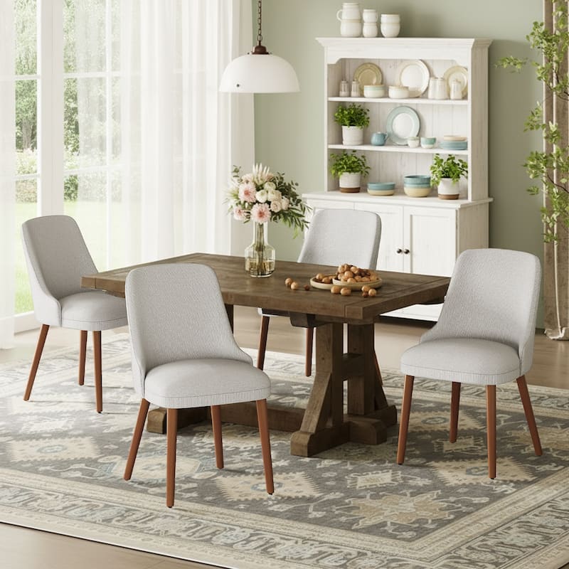 High Back Dining Chairs Upholstered Padded Kitchen Chairs Wood Legs for Restaurant Cafe