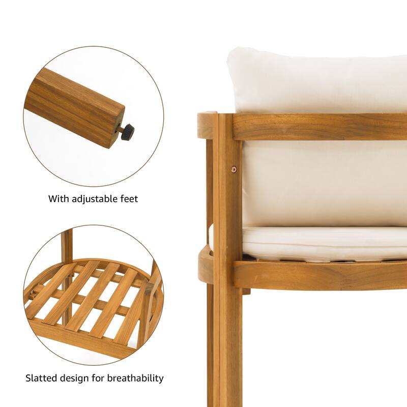 Outdoor 2-piece Wood Chairs With Large U-shaped Backrests