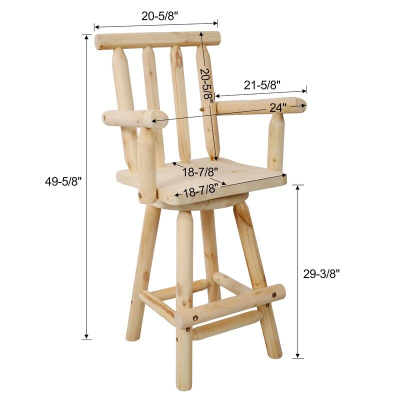 Rustic Bar Stool - Fir Wood Construction