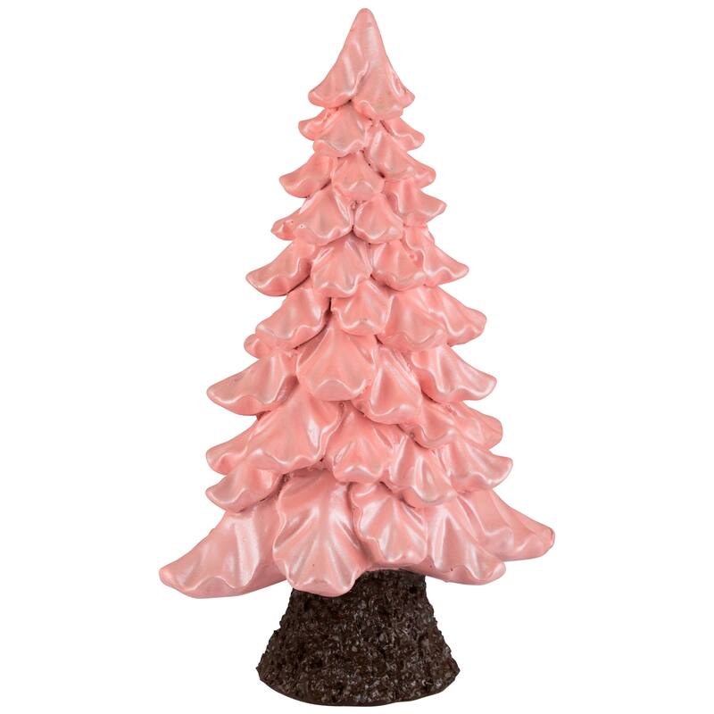 Iridescent Pearl Glazed Downswept Tree Christmas Decoration - 9.25" - Pink
