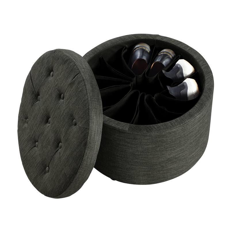 Convenience Concepts Designs4Comfort Round Shoe Storage Ottoman