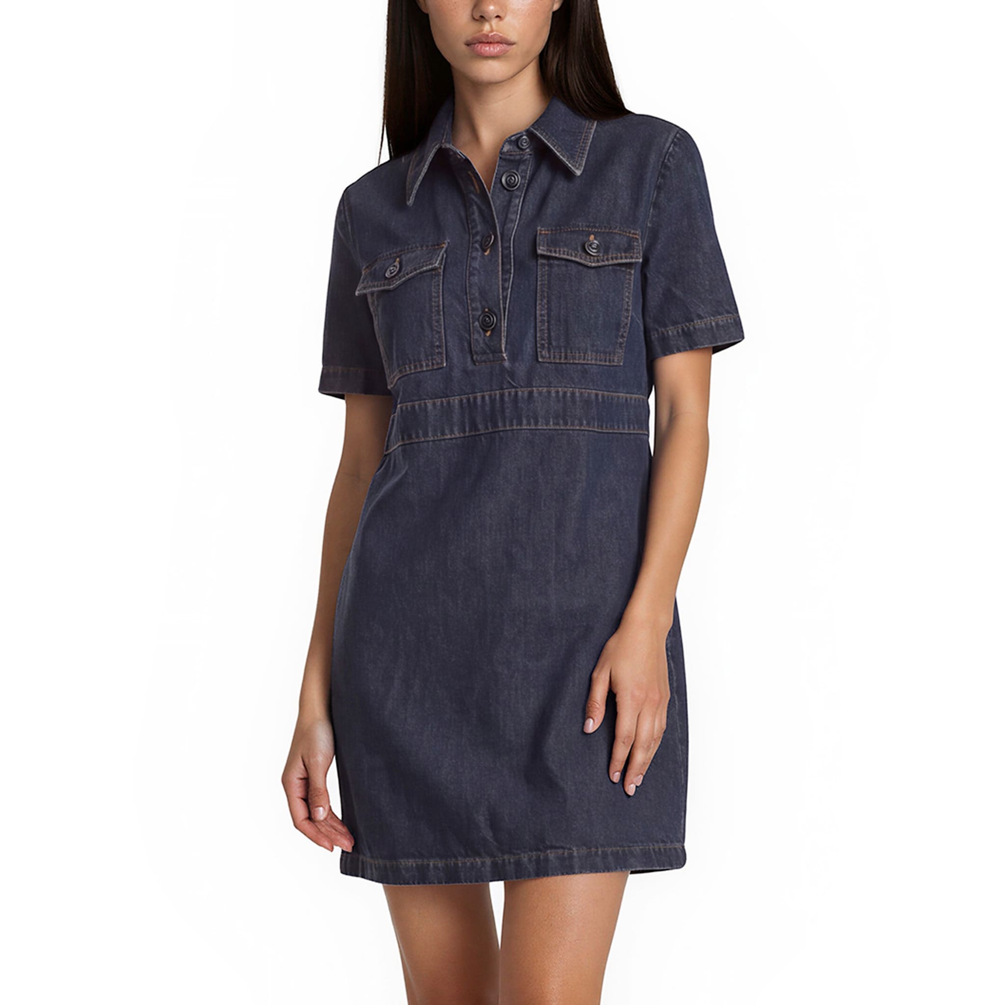 Gucci Denim Minidress with Geometric G Buttons