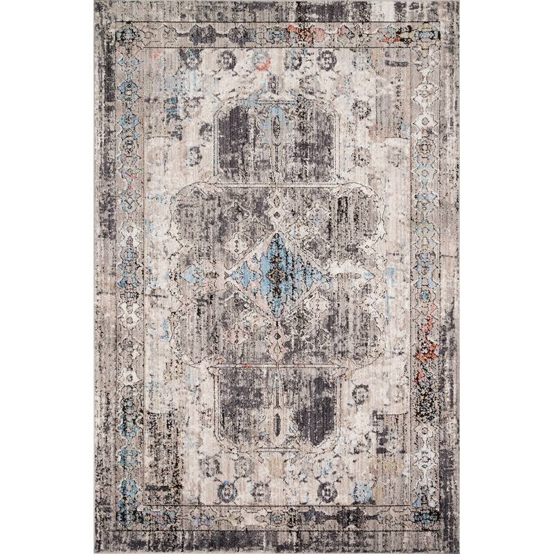 Alexander Home Athens Boho Distressed Diamond Medallion Area Rug