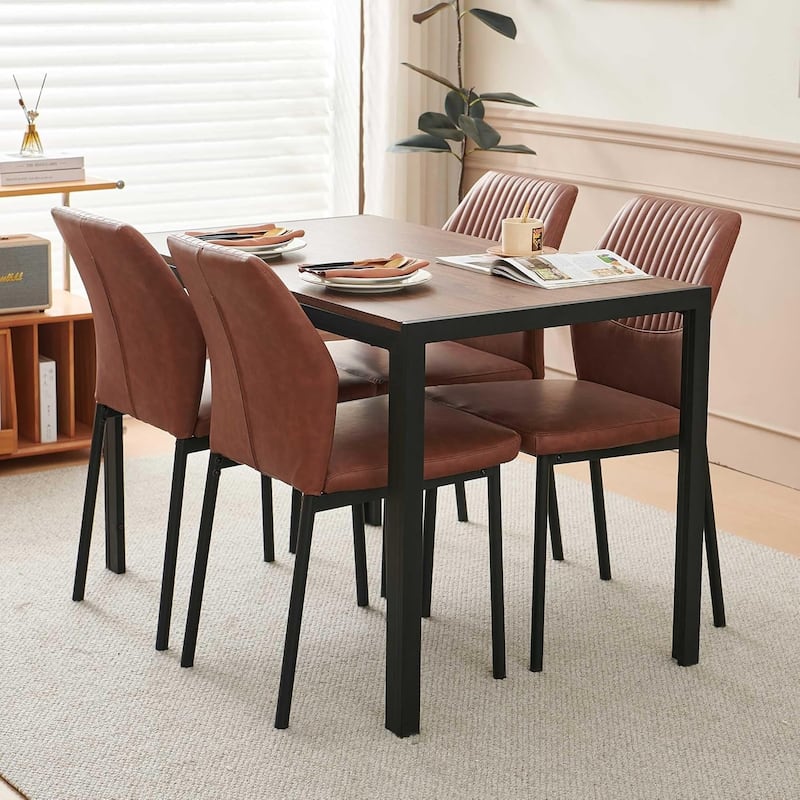 Howtai Upholstered Dining Chair Faux Leather,Metal Legs