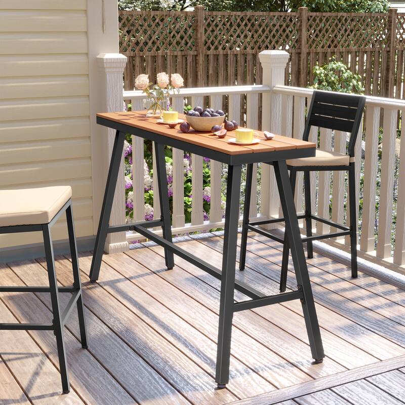 VredHom Outdoor Bar Table Bistro Dining Table - Brown-55.12 inches