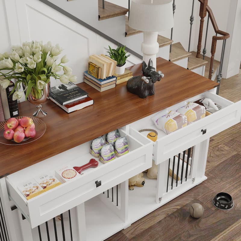 63'' Large Dog Crate Furniture for Double Dog