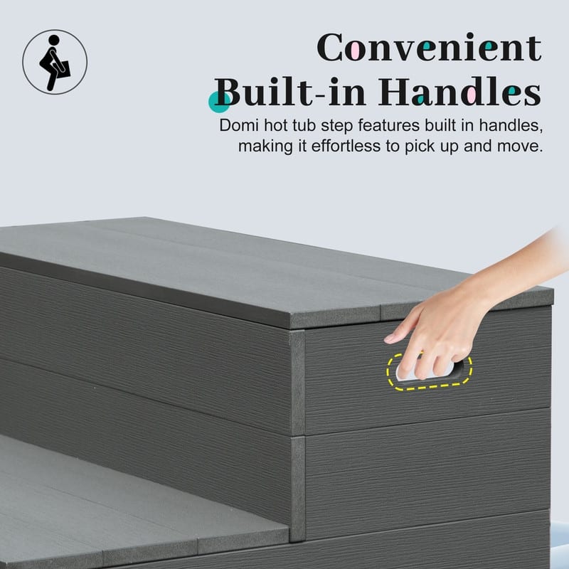 Domi Hot Tub Steps, Universal Spa & Hot Tub Step, Heavy Duty Aluminum Spa Steps, Non-Slip Spa Stairs for Outdoor/Indoor