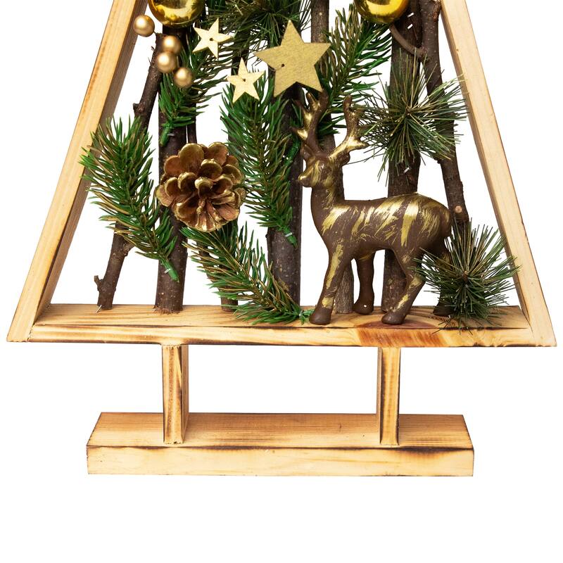 Reindeer and Pinecones Artificial Wooden Tree Christmas Decoration - 20.5"