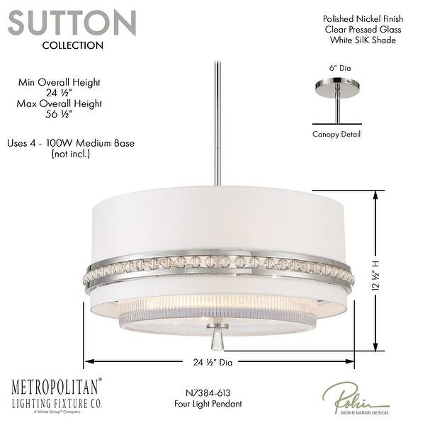 dimension image slide 0 of 4, Sutton By Robin Baron - Semi Flush And Pendant