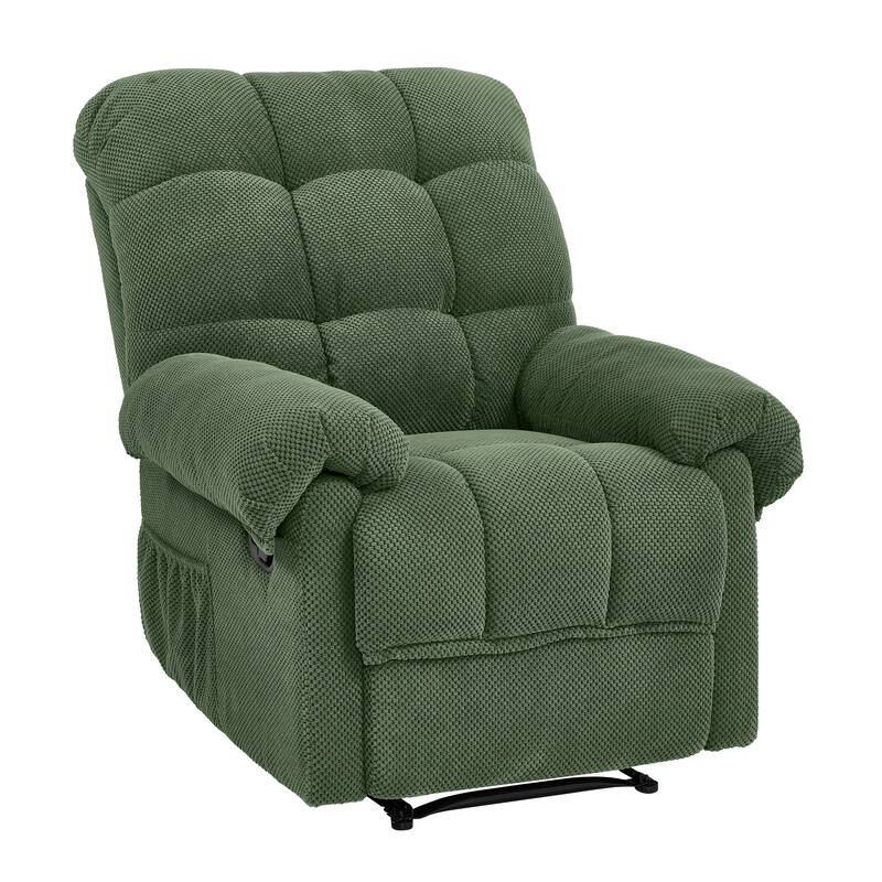 Recliner Chair, Overstuffed Armchair, Manual Recliner, Padded Footrest, Ergonomic Lounge Chair, Soft Fabric Recliner