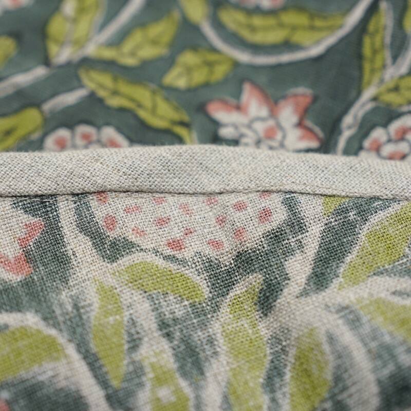 Fabdivine Hand Block Floral Soft Pure Linen Fabric Home Décor Christmas Tree Skrit