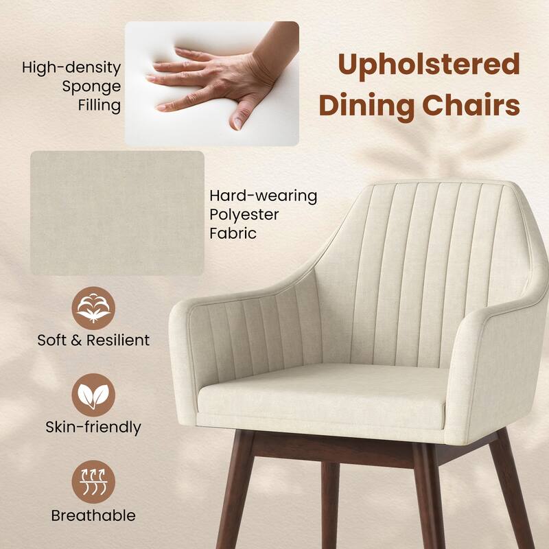 Gymax Set of 4 Dining Chairs Upholstered Kitchen Table Chairs w/ Solid