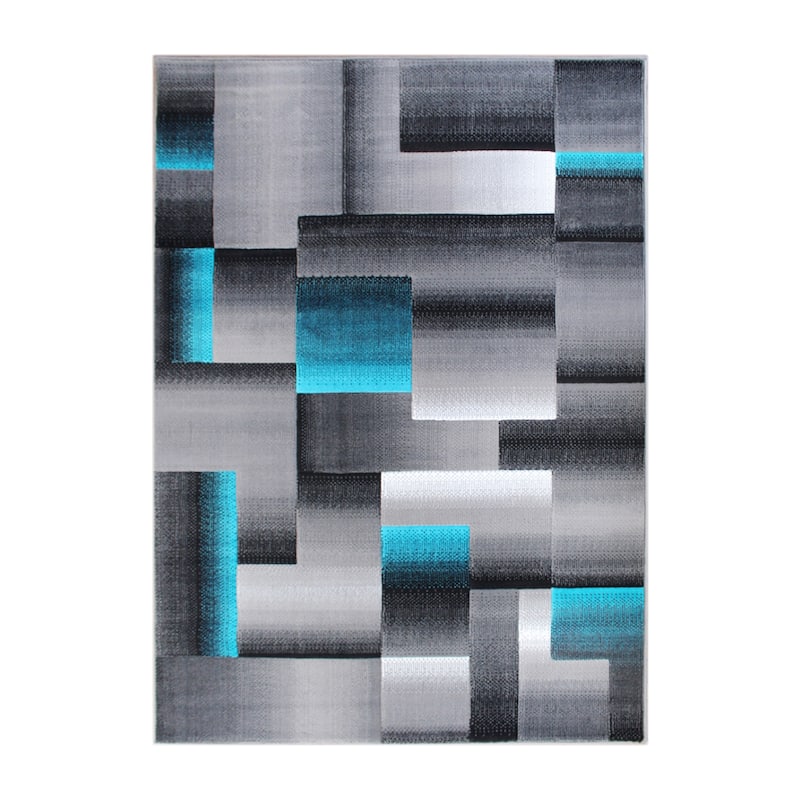 Modern Geometric Style Color Blocked Indoor Area Rug
