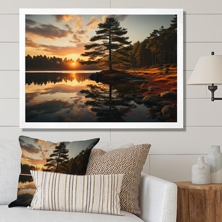 Designart "Pine Tree Serenade" Tree Pine Framed Wall Art Living Room ...