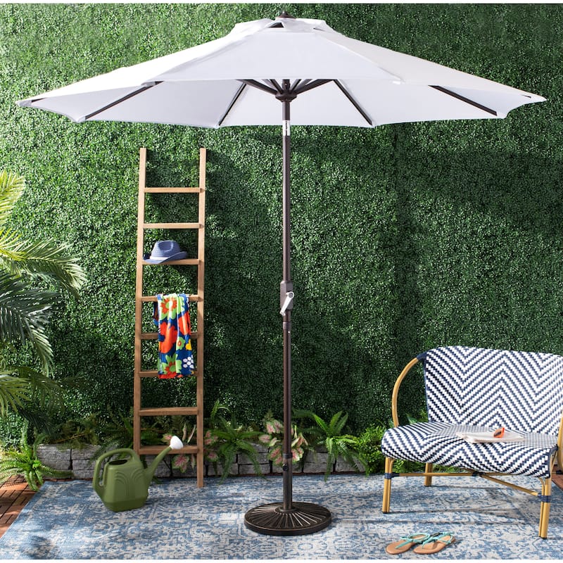 SAFAVIEH Outdoor Beguna 11Ft Auto Tilt Market Umbrella