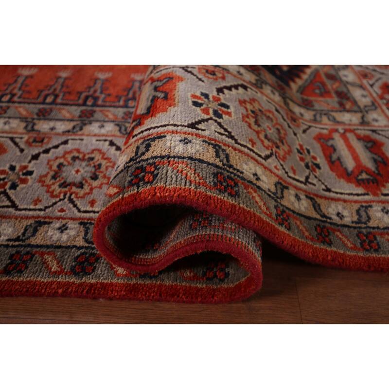 Viss Oriental Area Rug Handmade Geoemtric Orange Wool Carpet - 8'11"x 11'10"