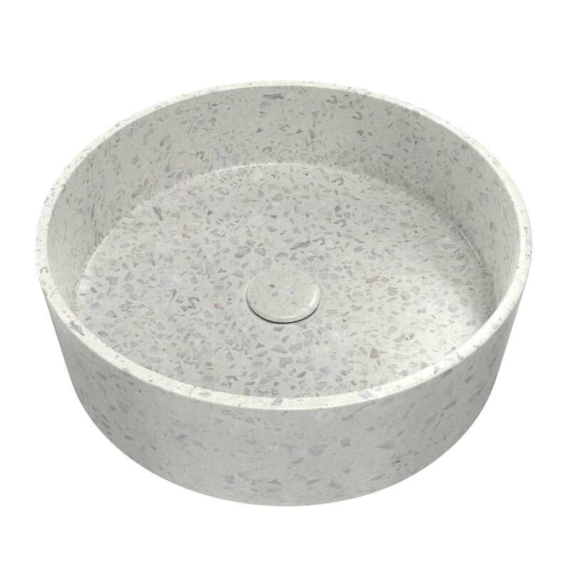 Ambia Round Terrazzo Vessel Sink in White