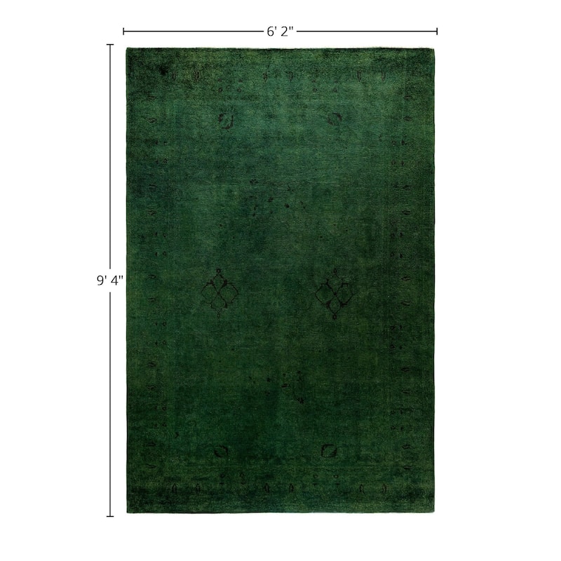 Overdyed One-of-a-Kind Hand-Knotted Area Rug - Green - 6' 2" x 9' 4"
