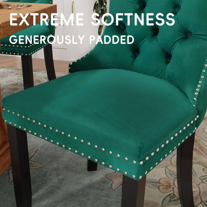 Tufted Naliheads Solid Wood Upholstered Dining Chairs (Set of 2)