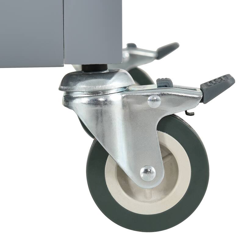4 Door Kitchen Island Cabinet Cart with Locking Wheels