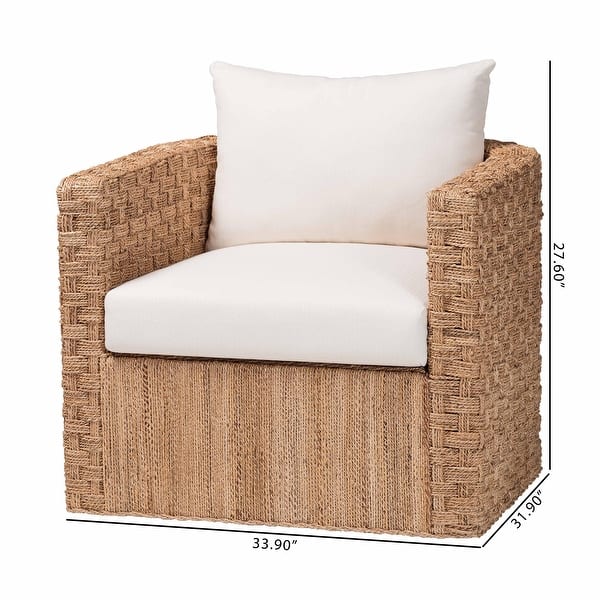 Rhinos Bohemian Light Brown Seagrass Tuxedo Arm Chair