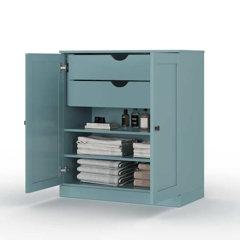 Palace Imports 100% Solid Wood 32" Bathroom Storage Cabinet with Shaker Doors, 2-Drawers and Adjustable Shelves - Aqua Blue
