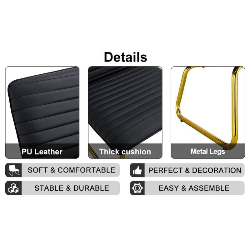 22 in.W Armless Sofa Chair with PU Backrest Paired with Metal Legs