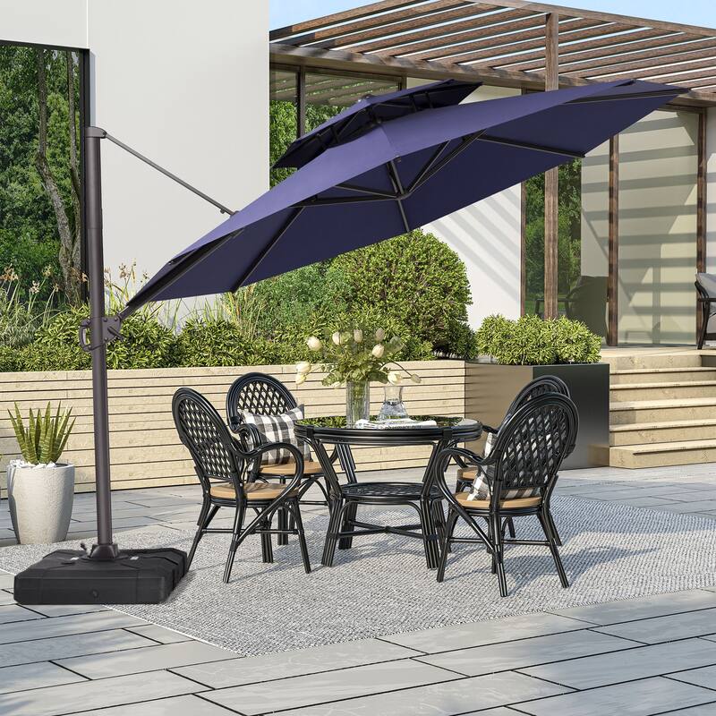 VredHom 11.5FT Dual Wind Vent Offset Cantilever Canopy Patio Umbrella