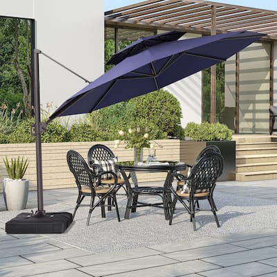 VredHom 11.5FT Dual Wind Vent Offset Cantilever Canopy Patio Umbrella