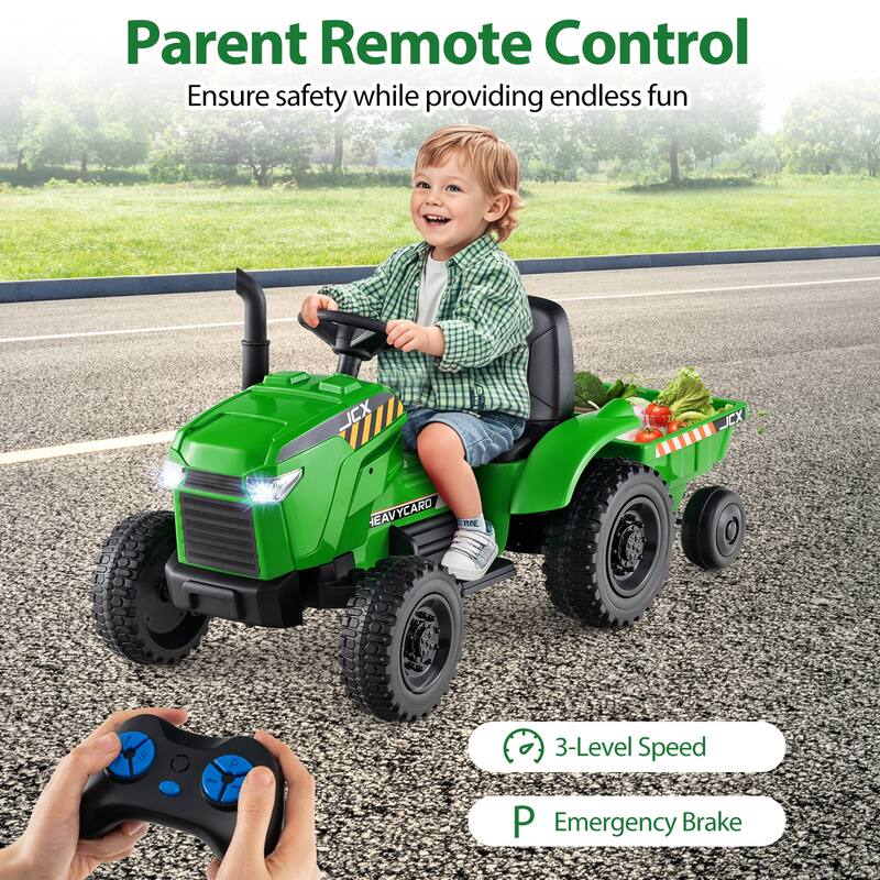 Gymax 2-in-1 Kids Ride On Tractor 12V Battery Powered Toy Car w/
