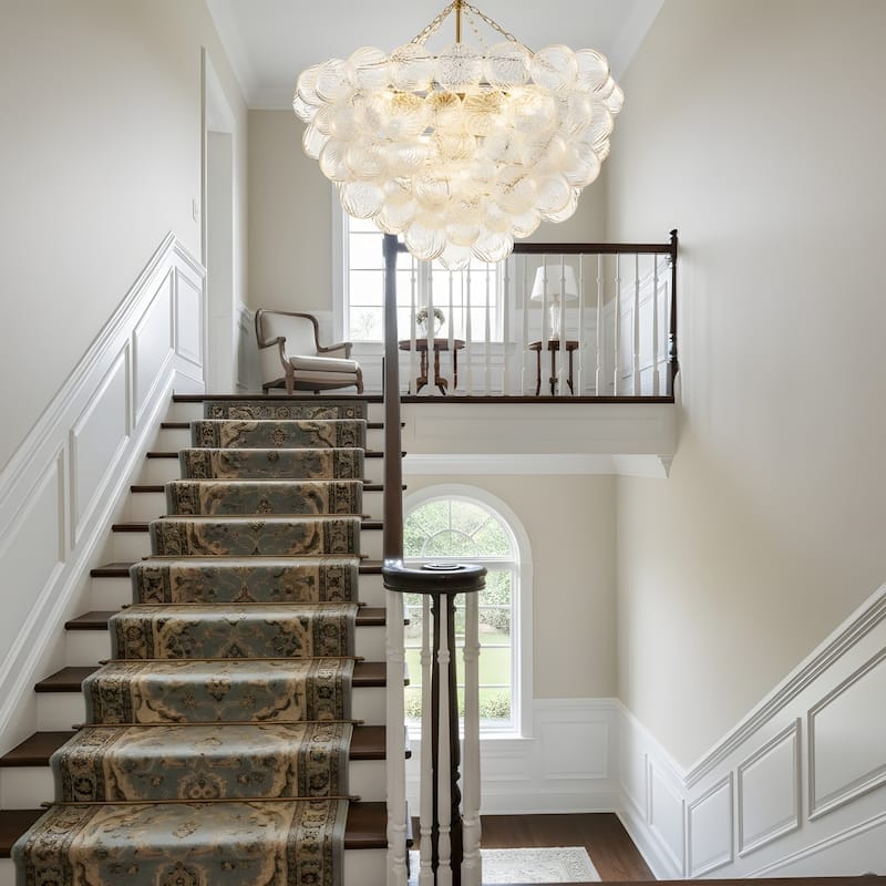 Gold Bubble Ball Chandelier, LED Pendant Light with Glass Globes