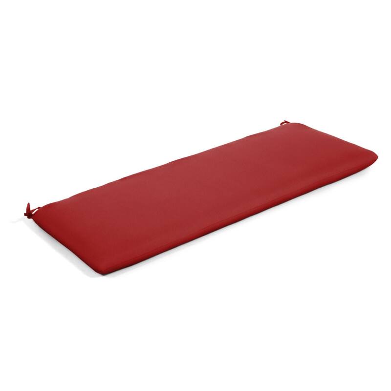 Sunbrella Solid Fabric 1-Piece Indoor/Outdoor Bench Cushion, 48"W x 18"L - Canvas Jockey Red