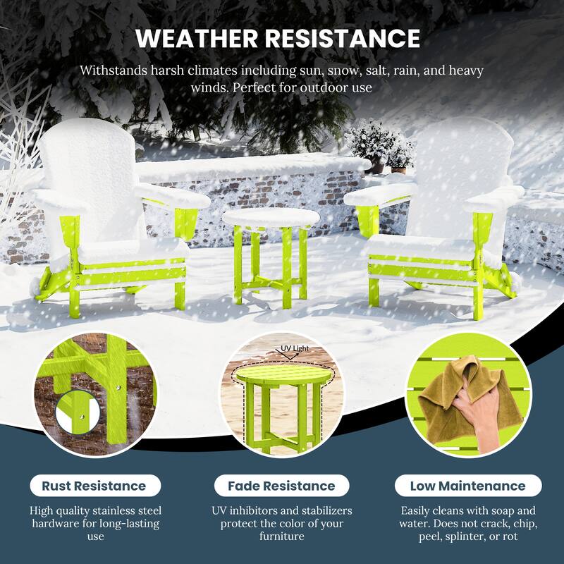 Laguna Outdoor Folding Adjustable Adirondack Chair with Hideaway Ottoman & Round Side Table