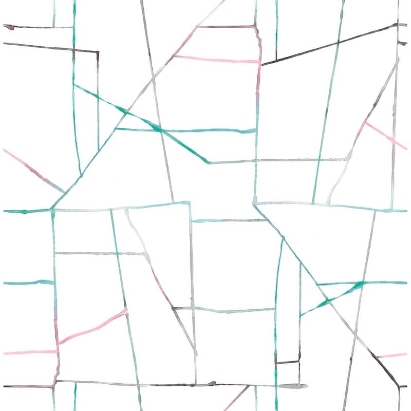 Seabrook Designs Day Dreamers Geo Creative Unpasted Wallpaper - 20.5 in. W x 33 ft. L - Pink, Teal, and Grey