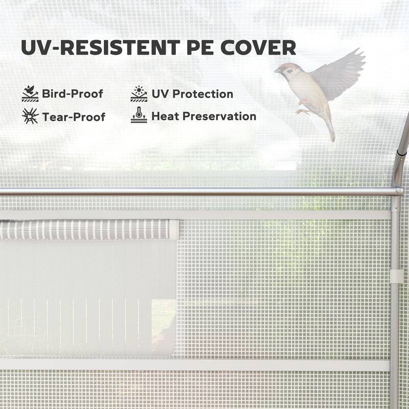 Large White Greenhouse with Heavy Duty Galvanized Steel Frame and UV Resistant PE Cover for Outdoor Gardening