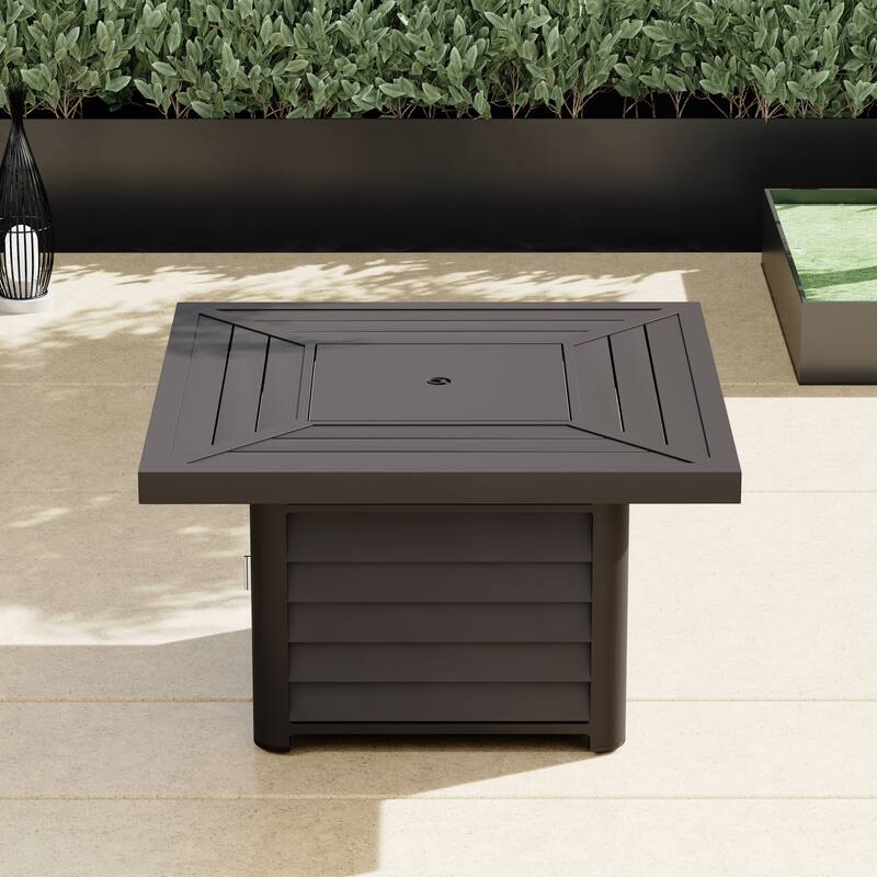 Corvus Abruzzo 42 Inch Square Aluminum Propane Fire Pit Table