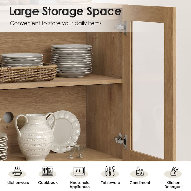 3 in 1 TV Stand for TVs up to 120 inches, Modern TV Console with Glass Doors and 6 Drawers for Living Room, Bedroom