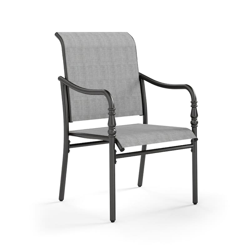MAISON ARTS Patio Dining Set 5 Piece, Geometrically Stamped Round Table and 4 Gourd Head Shape Armrest Chairs
