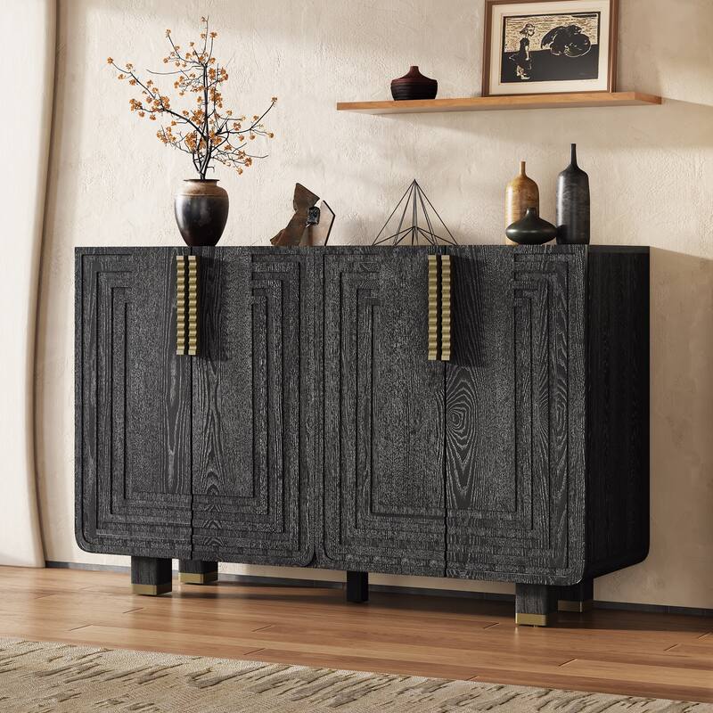 54" Retro Vintage Storage Buffet Cabinet with Adjustable Shelves