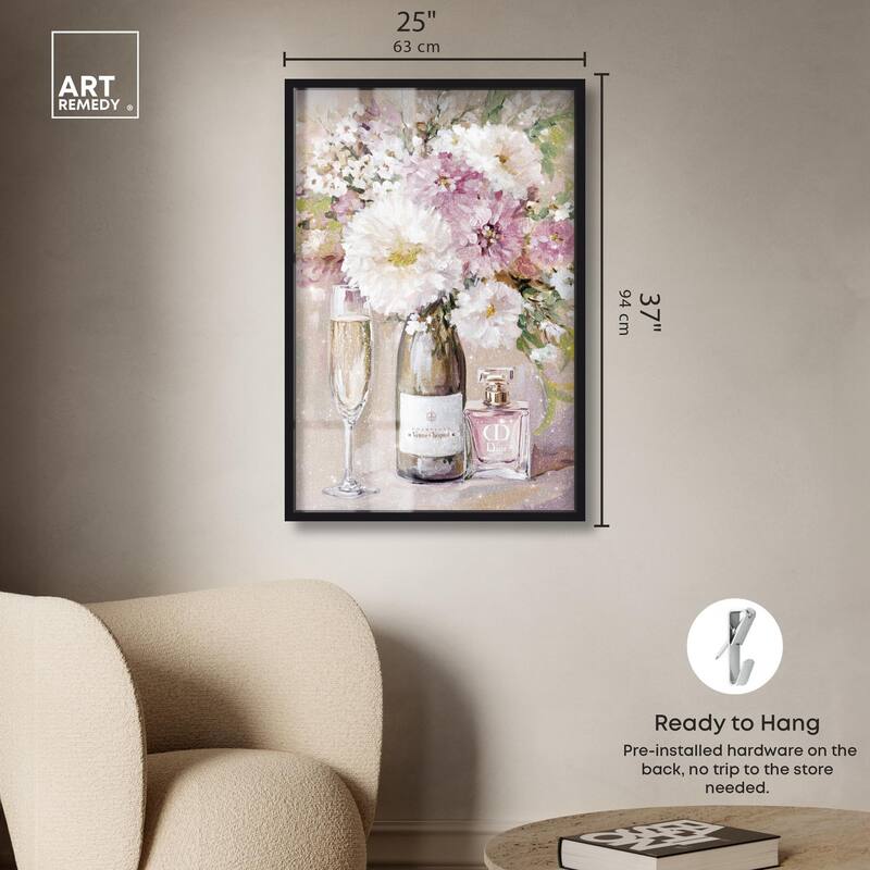Light Floral Champagne Vase Shadowbox by Art Remedy