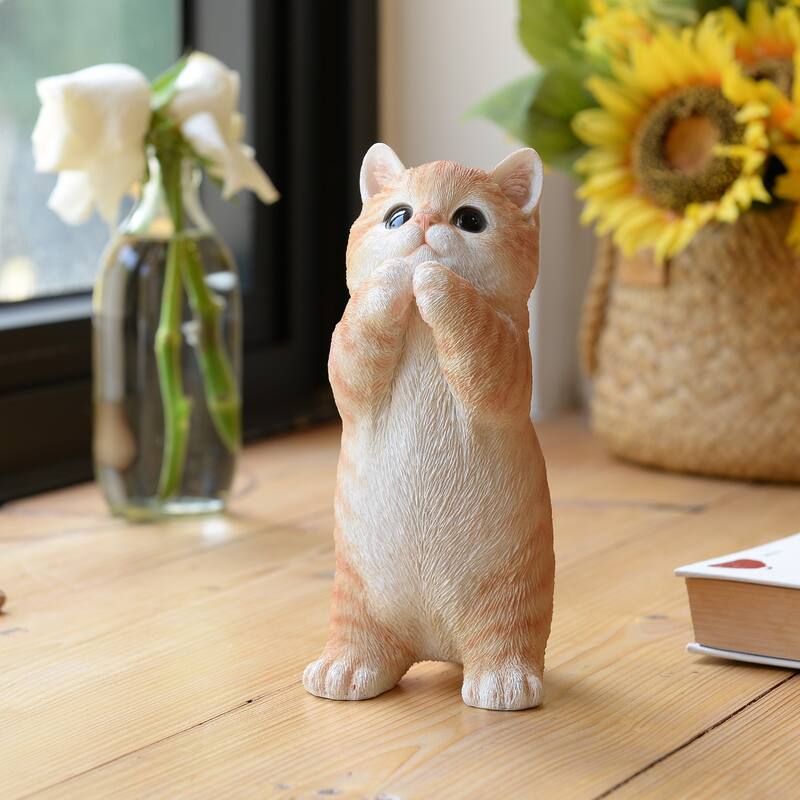 Praying Tabby Cat Outdoor Garden Statue - 6.75"