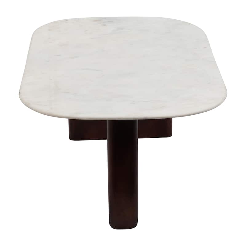 Sagebrook Home Modern Marble and Wood 16"H Abstract Oval Coffee Table - 48" x 24" x 16"