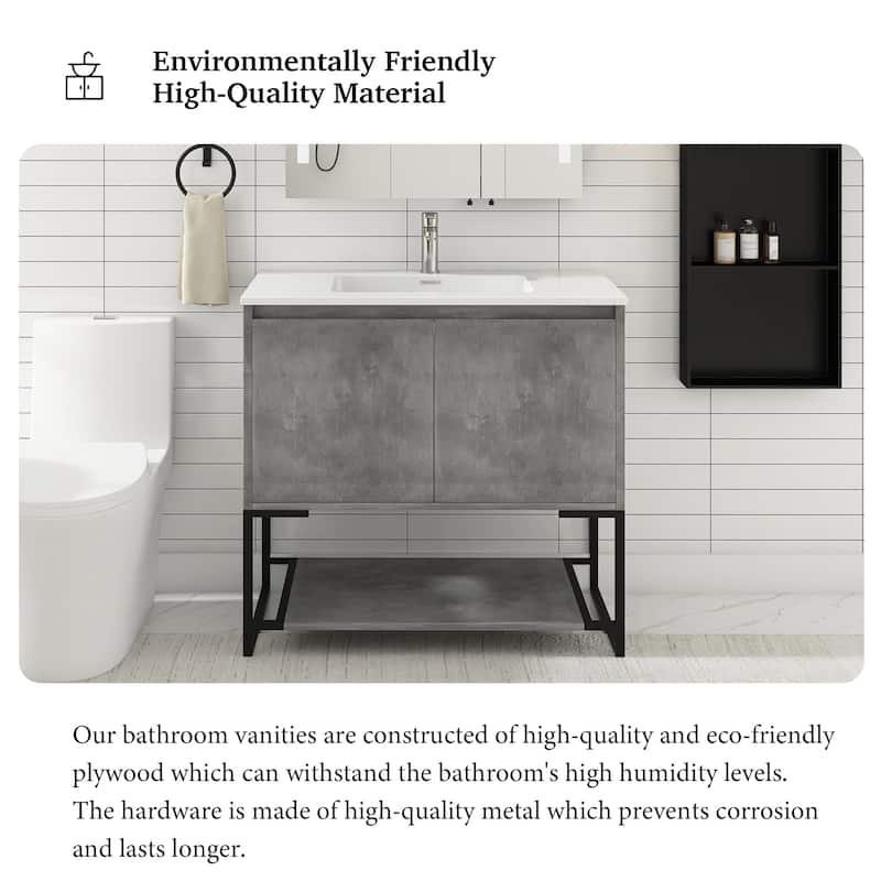 36-inch Freestanding Bath Vanity with Cultured Mable Top