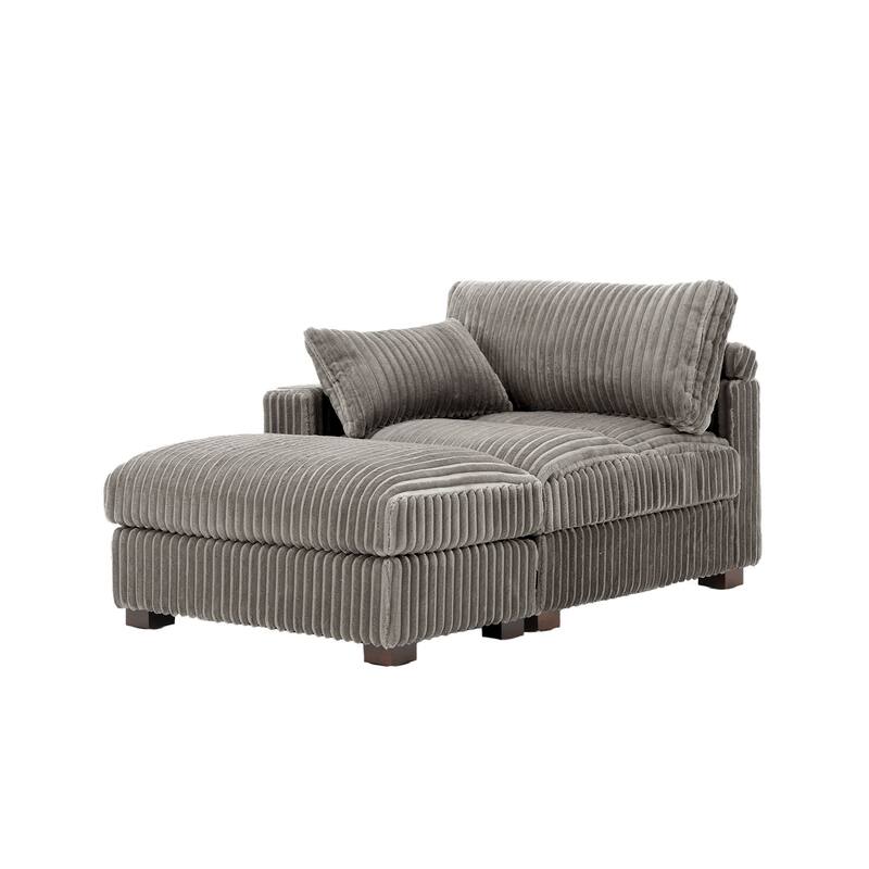 Upholstered Plush Flannel Modular Sectional Sofa with Pillows,Ajustable Headrest