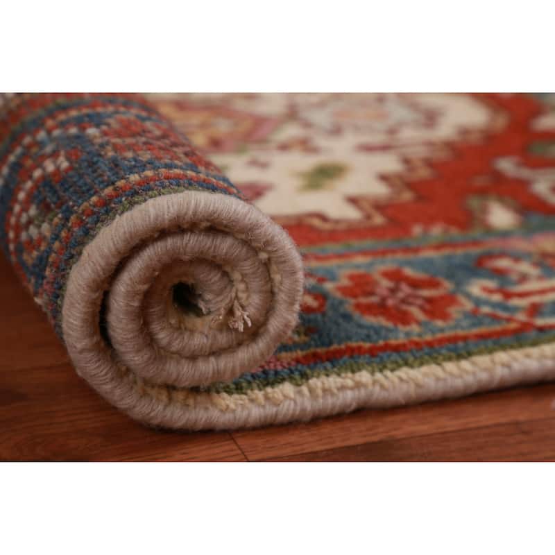 Hand Knotted Oriental 100% Wool Carpet Traditional Medallion Beige & Ivories Heriz (serapi) Area Rug - 3' 0'' X 2' 0''