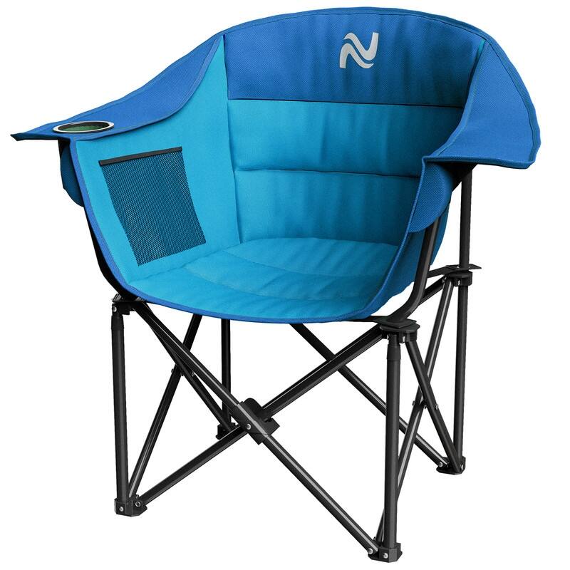 Oversized Padded Camping Chair with Armrests, Outdoor Sports, Camping - Blue