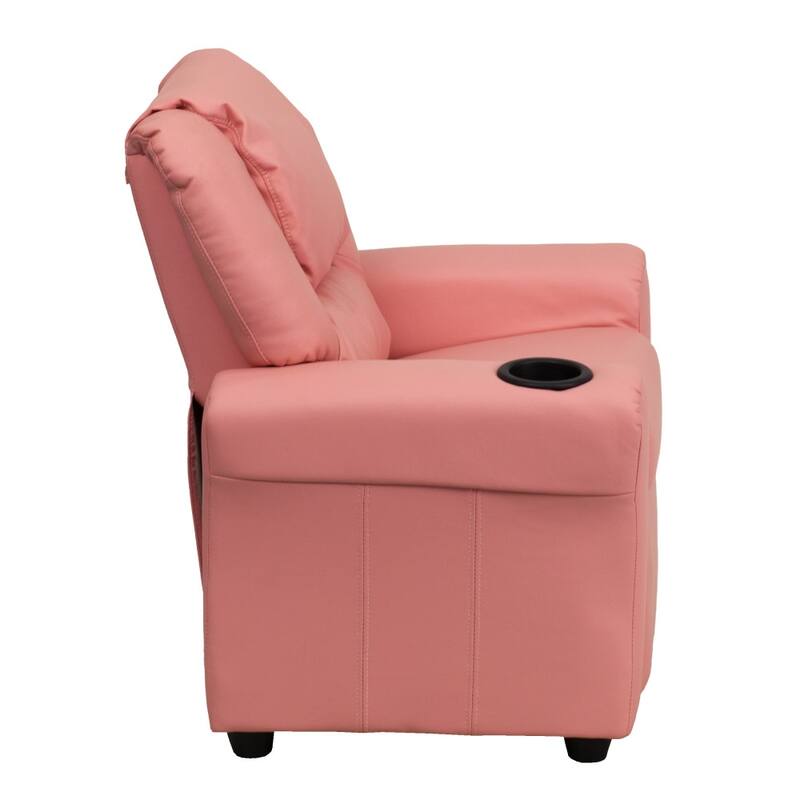 Contemporary Kids Recliner with Cup Holder and Headrest - 24"W x 21.5" - 36.5"D x 27"H
