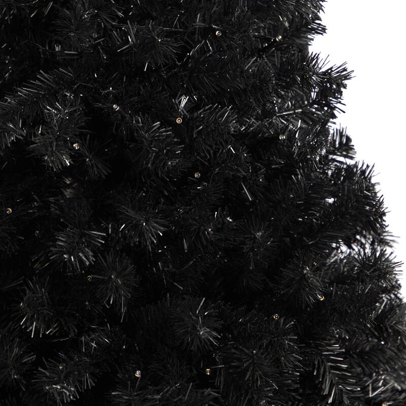 Black Artificial Christmas Tree 4ft with 170 Clear Lights - Holiday Decor - 48