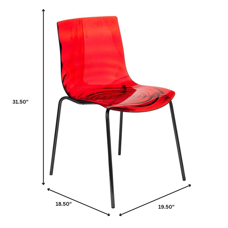Stackable Dining Chair in ABS Plastic with Stainless Steel Legs Set of 4 Astor Collection