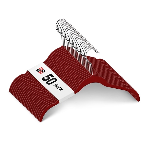OSTO Burgundy Velvet Non-Slip Standard Shirt Hangers 50-Pack. Opens flyout.